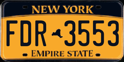 NY license plate FDR3553