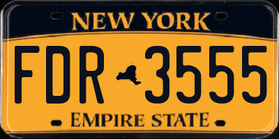 NY license plate FDR3555