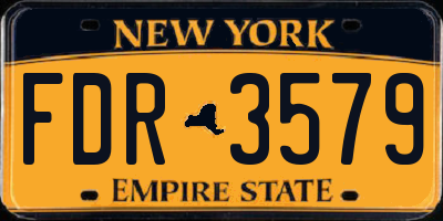 NY license plate FDR3579