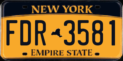 NY license plate FDR3581
