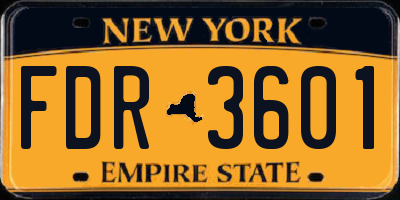 NY license plate FDR3601