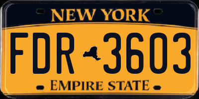 NY license plate FDR3603