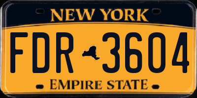 NY license plate FDR3604