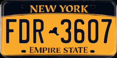 NY license plate FDR3607