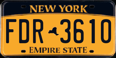 NY license plate FDR3610