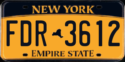 NY license plate FDR3612