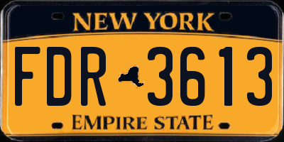 NY license plate FDR3613