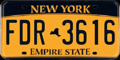 NY license plate FDR3616
