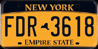 NY license plate FDR3618