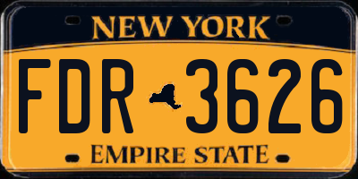 NY license plate FDR3626