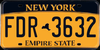 NY license plate FDR3632