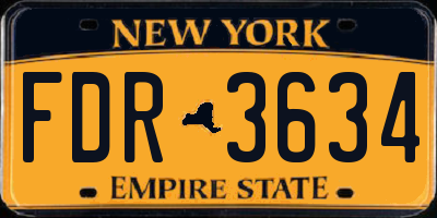 NY license plate FDR3634