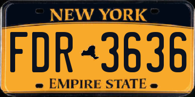 NY license plate FDR3636