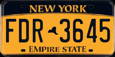 NY license plate FDR3645