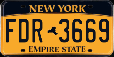 NY license plate FDR3669