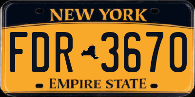 NY license plate FDR3670