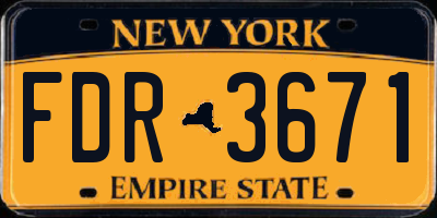 NY license plate FDR3671