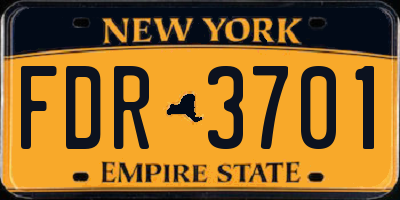 NY license plate FDR3701