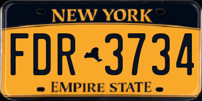 NY license plate FDR3734