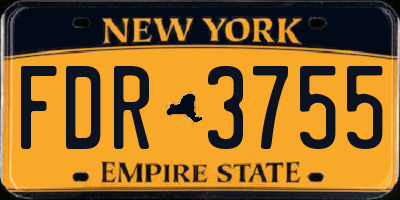 NY license plate FDR3755