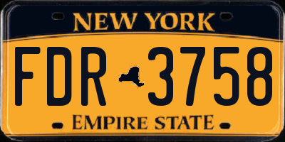 NY license plate FDR3758