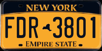 NY license plate FDR3801