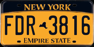 NY license plate FDR3816