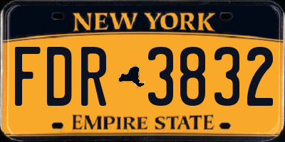 NY license plate FDR3832