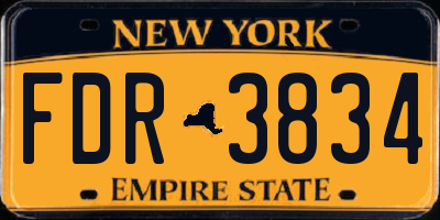 NY license plate FDR3834