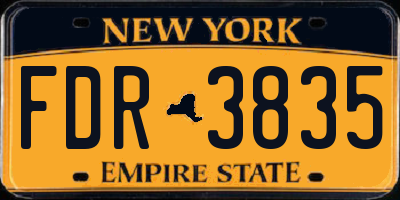 NY license plate FDR3835