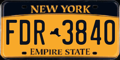 NY license plate FDR3840