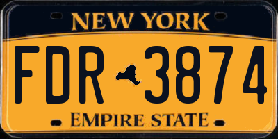NY license plate FDR3874