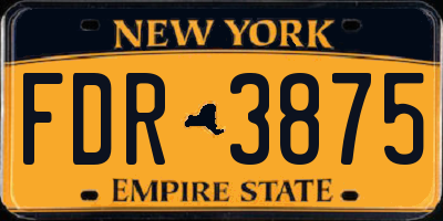 NY license plate FDR3875