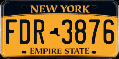 NY license plate FDR3876
