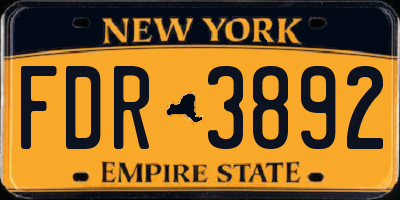 NY license plate FDR3892