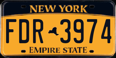 NY license plate FDR3974