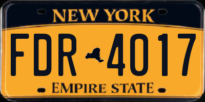 NY license plate FDR4017