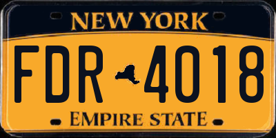 NY license plate FDR4018