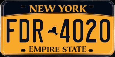 NY license plate FDR4020
