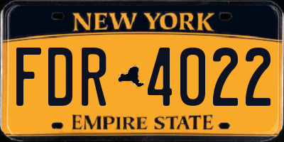 NY license plate FDR4022