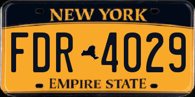 NY license plate FDR4029