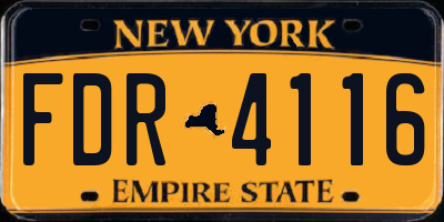 NY license plate FDR4116
