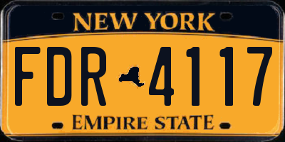 NY license plate FDR4117