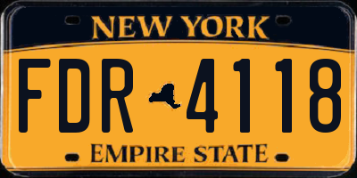 NY license plate FDR4118