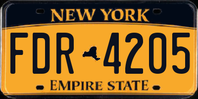 NY license plate FDR4205