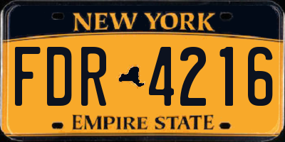 NY license plate FDR4216