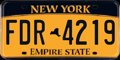 NY license plate FDR4219