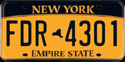 NY license plate FDR4301
