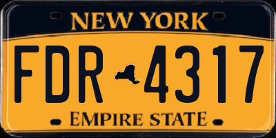 NY license plate FDR4317