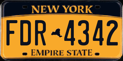 NY license plate FDR4342